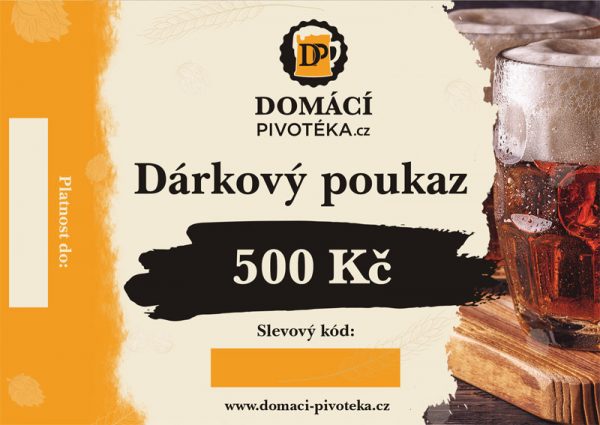 Domácí pivotéka Poukaz na pivo 500 Kč Druh: Zaslat vytištěný